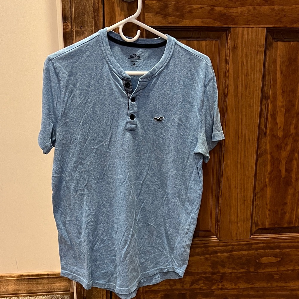 Hollister Sky Blue Henley Shirt